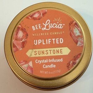 New Sunstone Crystal-Infused Candle - Gold and Orange 4 oz. Travel Tin